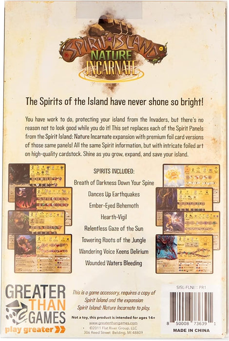 Greater Than Games Spirit Island: Nature Incarnate Foil Panels - 8 Spirit Foil Panels, Replace Your Existing Cards, Game Accessory