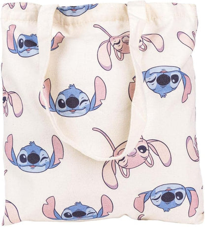 CERDÁ LIFE'S LITTLE MOMENTS Stitch Shoulder Bag - Beige - Made of 100% Cotton - 37 x 40 cm - Fabric Bag with Long Handles - Printed on the Front - Original Product Designed in Spain