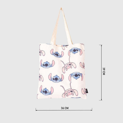CERDÁ LIFE'S LITTLE MOMENTS Stitch Shoulder Bag - Beige - Made of 100% Cotton - 37 x 40 cm - Fabric Bag with Long Handles - Printed on the Front - Original Product Designed in Spain