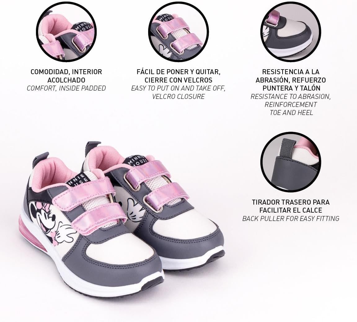 Led Trainers Minnie Mouse Velcro Grey (Size: 32)