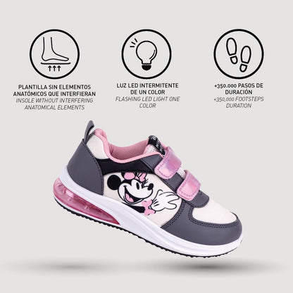 Led Trainers Minnie Mouse Velcro Grey (Size: 32)