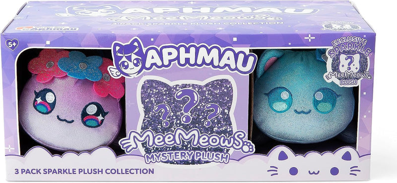 Aphmau 6” MeeMeow Plush Sparkle Collection 3-Pack, Surprise Box that includes 2 Sparkle Plush + 1 Mystery Plush, Official Merch