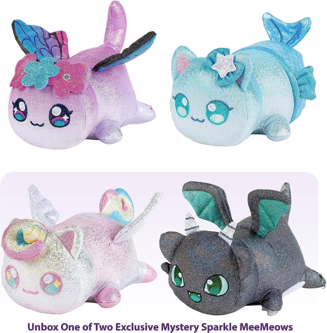 Aphmau 6” MeeMeow Plush Sparkle Collection 3-Pack, Surprise Box that includes 2 Sparkle Plush + 1 Mystery Plush, Official Merch