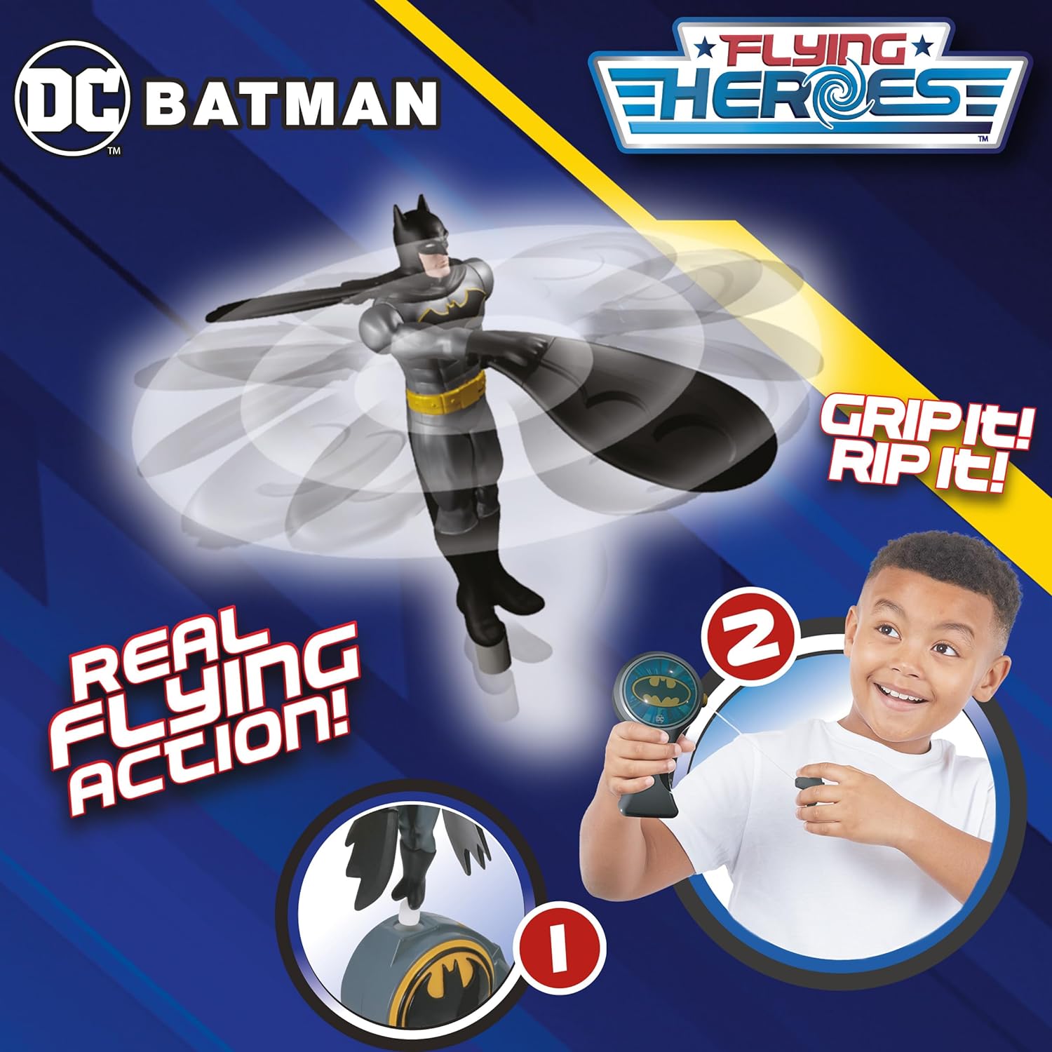 Flying Heroes 07979 DC Pull The Cord to Watch him Fly Action Hero Ideal Present for Boys Aged 4-7 Years Batman Superhero Toy