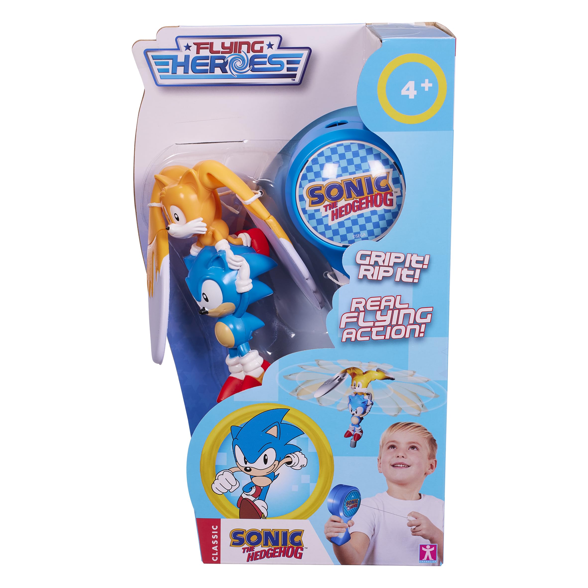 Flying Heroes 07981 Sonic The hedgehog Flash Pull The Cord to Watch Them Fly Action Toy Ideal Present for Boys Aged 4-7 Years Tails. No Batteries Required