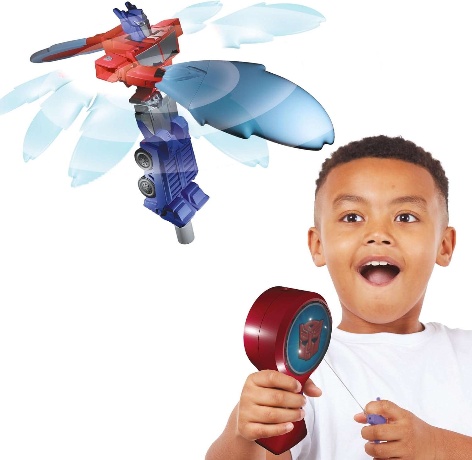 Flying Heroes 07984 Transformers Pull The Cord to Watch him Fly Optimus Prime Toy Ideal Present for Boys Aged 4-7 Years,Blue,Medium