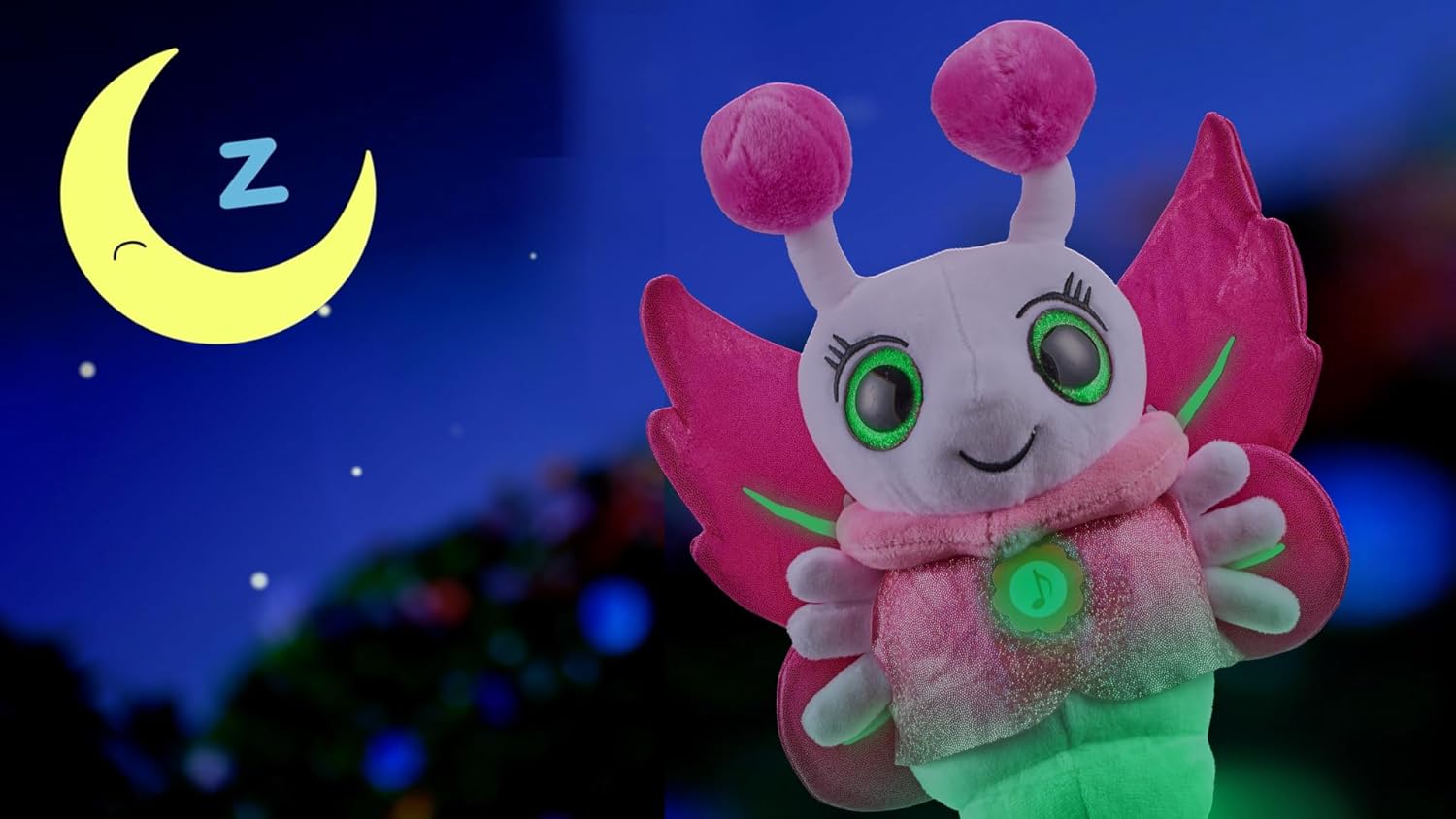 Glowies Fireflies by Eolo GW005 Glowies Firelfies Toddler Sleep Aid Gift Nightlight 3 Soothing lullabies and 2 Relaxing Sounds Auto-Off Timer,Pink,Small