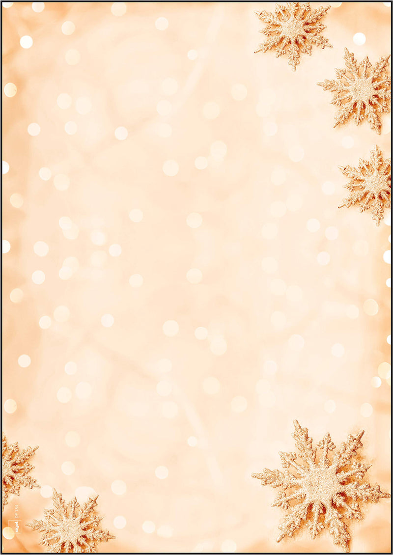 SIGEL DP234 Christmas writing paper "Golden Snowflakes", A4, 90 gsm, 100 sheets Writing paper - 100 sheets Golden Snowflakes - yellow