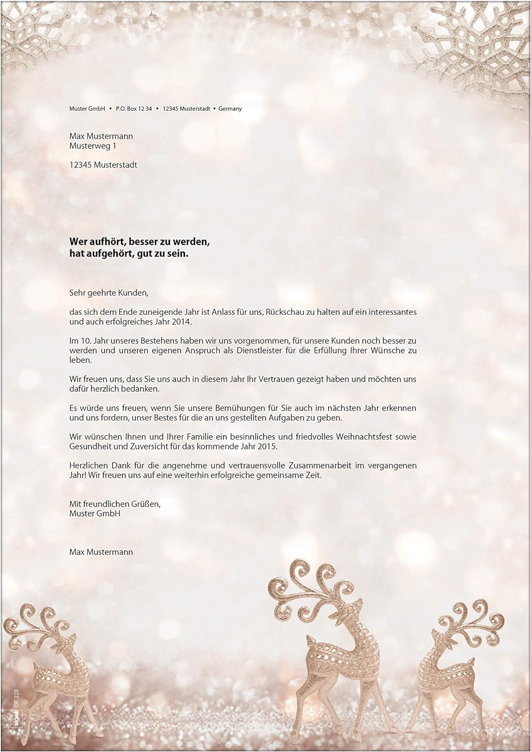 SIGEL DP228 Christmas writing paper "Brilliant Deer", A4, 90 gsm, 100 sheets Writing paper - 100 sheets Brilliant Deer - beige