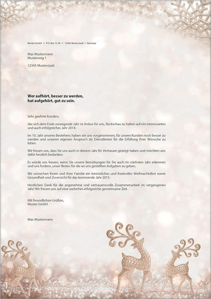 SIGEL DP228 Christmas writing paper "Brilliant Deer", A4, 90 gsm, 100 sheets Writing paper - 100 sheets Brilliant Deer - beige