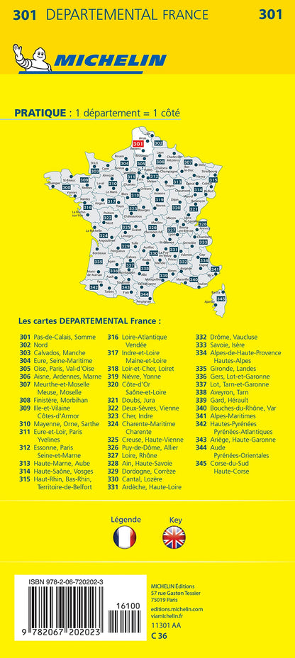 Pas-de-Calais, Somme - Michelin Local Map 301