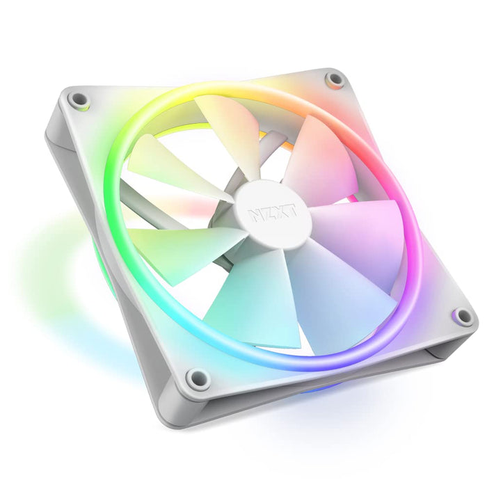 NZXT F140 RGB Duo - 140mm Dual-Sided RGB Fan – 20 Individually Addressable LED – Balanced Airflow and Static Pressure – Fluid Dynamic Bearing – PWM Control – Anti-Vibration Rubber Corners – Black White 140MM 1 pack