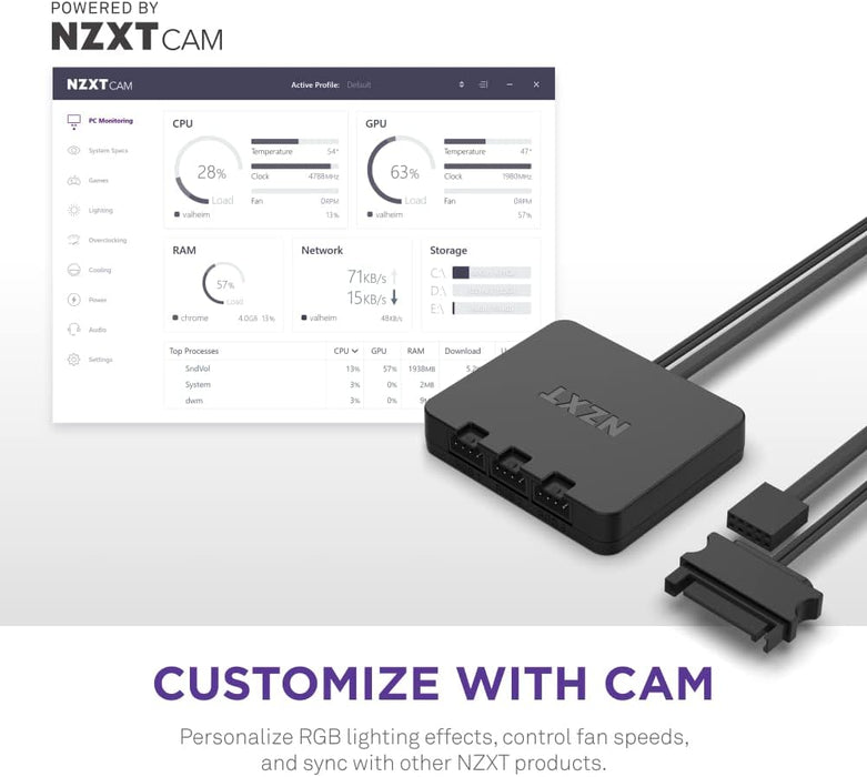 NZXT F140 RGB Duo - 140mm Dual-Sided RGB Fan – 20 Individually Addressable LED – Balanced Airflow and Static Pressure – Fluid Dynamic Bearing – PWM Control – Anti-Vibration Rubber Corners – Black White 140MM 1 pack