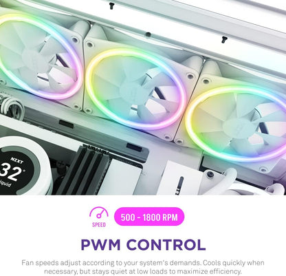NZXT F140 RGB Duo - 140mm Dual-Sided RGB Fan – 20 Individually Addressable LED – Balanced Airflow and Static Pressure – Fluid Dynamic Bearing – PWM Control – Anti-Vibration Rubber Corners – Black White 140MM 1 pack