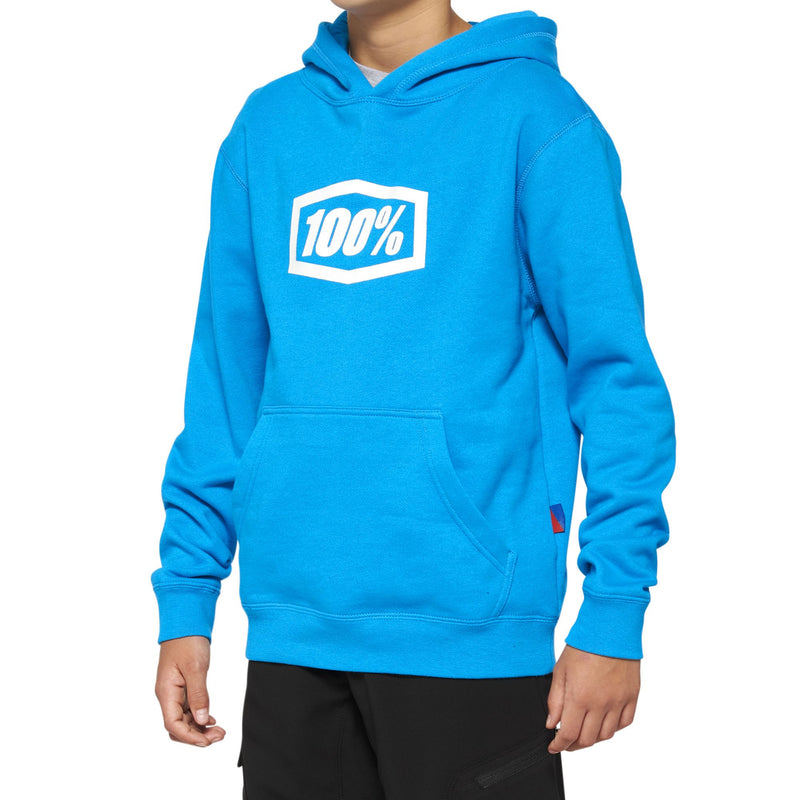 100% ICON Pullover Youth Hoodie Skyblue M