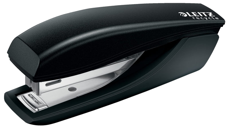 Leitz NeXXt Recycle Mini Stapler, 10 Sheets, Compact & Pocket Sized, With Staple Remover, Steel & Recycled Plastic, 100% Recyclable, CO2 Neutral, Eco Friendly, Recycle Range, Black, 56170095