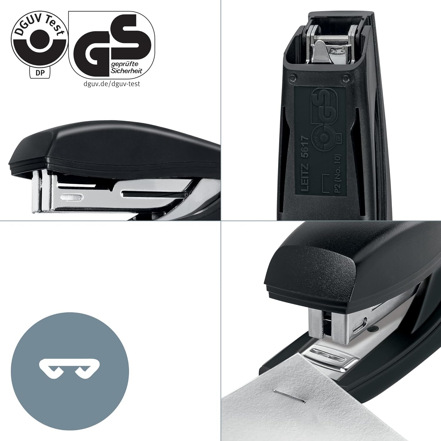 Leitz NeXXt Recycle Mini Stapler, 10 Sheets, Compact & Pocket Sized, With Staple Remover, Steel & Recycled Plastic, 100% Recyclable, CO2 Neutral, Eco Friendly, Recycle Range, Black, 56170095