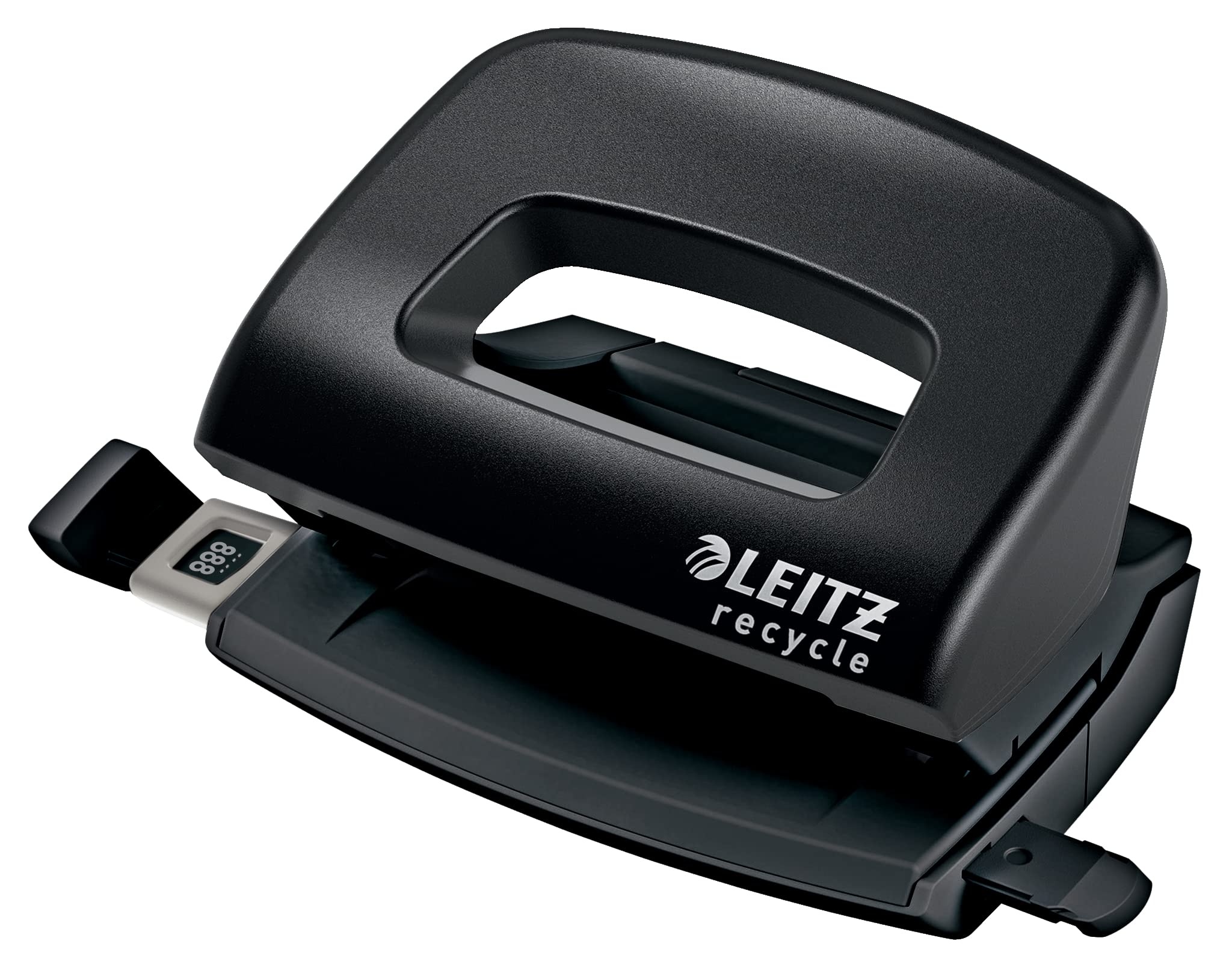 Leitz NeXXt Recycle Mini Hole Punch, 10 A4 Sheet Puncher, 100% Recyclable, Steel & Recycled Plastic, CO2 Neutral, Eco Friendly, Recycle Range, Black, 50100095