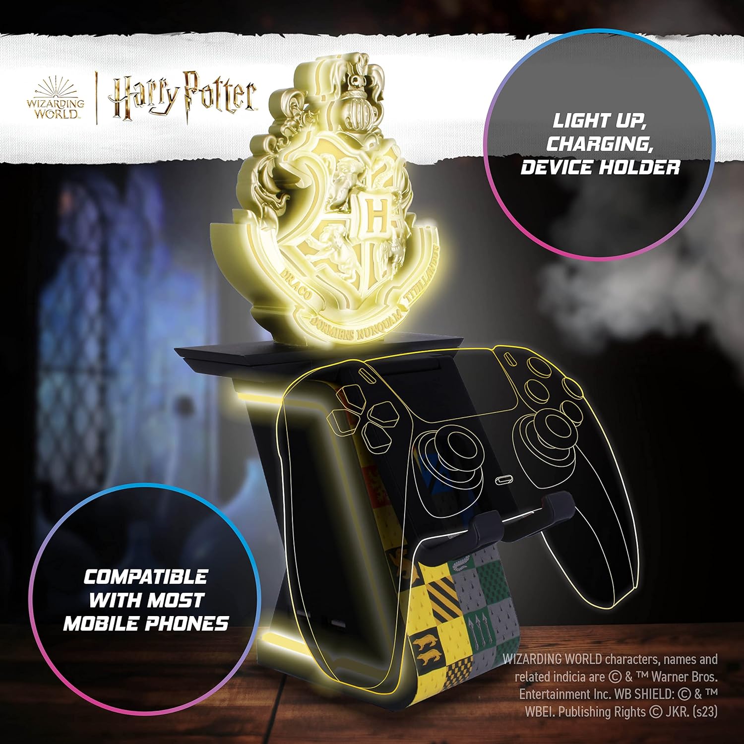 Cable Guys Ikon - Harry Potter Hogwarts Gaming Accessories Holder & Phone Holder for Most Controller (Xbox, Play Station, Nintendo Switch) & Phone
