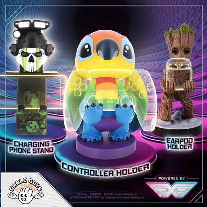 Cable Guys - Disney Rainbow Stitch Gaming Accessories Holder & Phone Holder for Most Controller (Xbox, Play Station, Nintendo Switch) & Phone Rainbow Stitch Cable Guy
