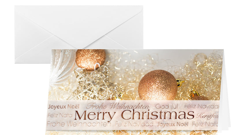 SIGEL DS029 Premium Weihnachtskarten Set mit Umschlag | DIN lang | 10 Stück | mit Banderole "Christmas Glitter" | ideal zum Bedrucken
