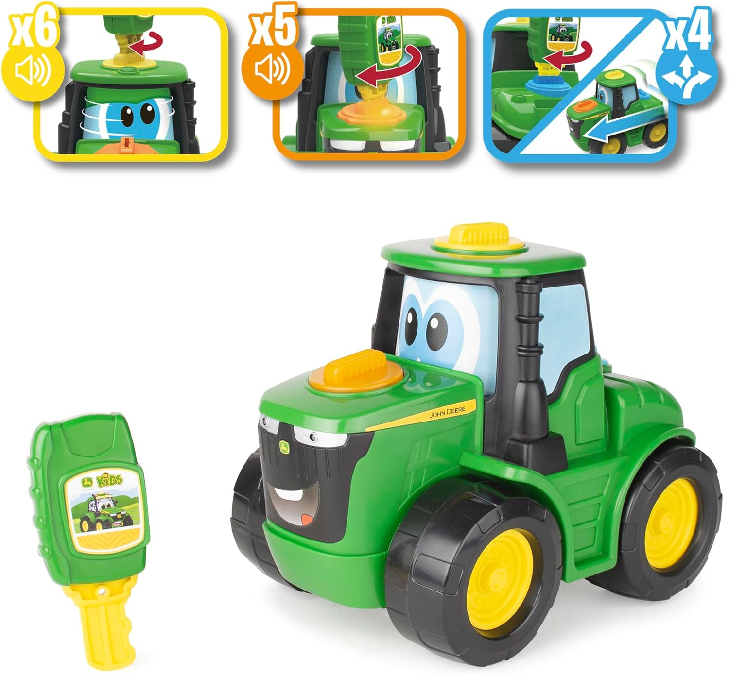 Build-A-Buddy Johnny Tractor y su Llave, interactúa con Luces y Diferentes Sonidos, su Llave Activa Varios Sonidos de Motor y lo Pone em Movimiento, Bizak (30697500