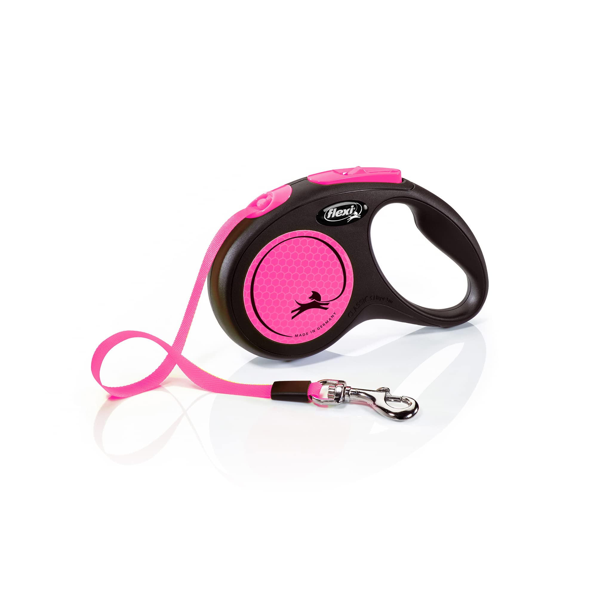 Flexi New Neon Tape Pink Small 5m Retractable Dog Leash/Lead for dogs up to 15kgs/33lbs