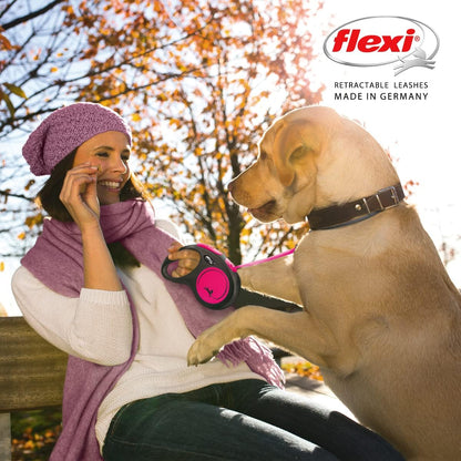 Flexi New Neon Tape Pink Small 5m Retractable Dog Leash/Lead for dogs up to 15kgs/33lbs