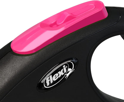 Flexi New Neon Tape Pink Small 5m Retractable Dog Leash/Lead for dogs up to 15kgs/33lbs