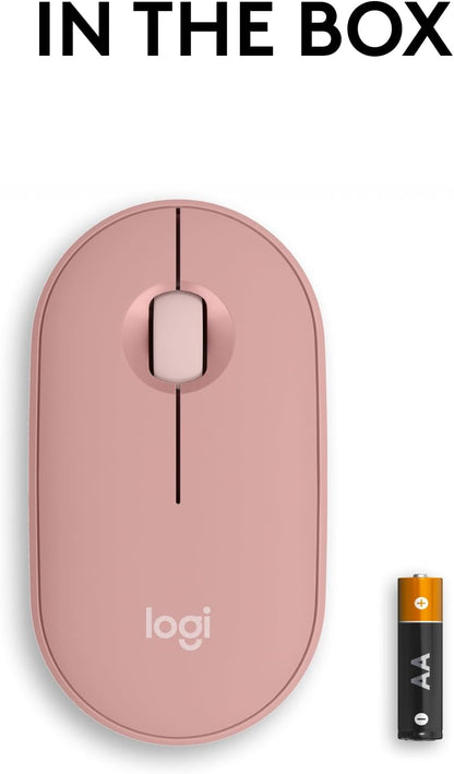 Logitech Pebble Mouse 2 M350s Slim Bluetooth Wireless Mouse, Portable, Lightweight, Customisable Button, Quiet Clicks, Easy-Switch for Windows, macOS, iPadOS, Android, Chrome OS