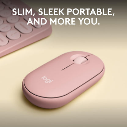 Logitech Pebble Mouse 2 M350s Slim Bluetooth Wireless Mouse, Portable, Lightweight, Customisable Button, Quiet Clicks, Easy-Switch for Windows, macOS, iPadOS, Android, Chrome OS