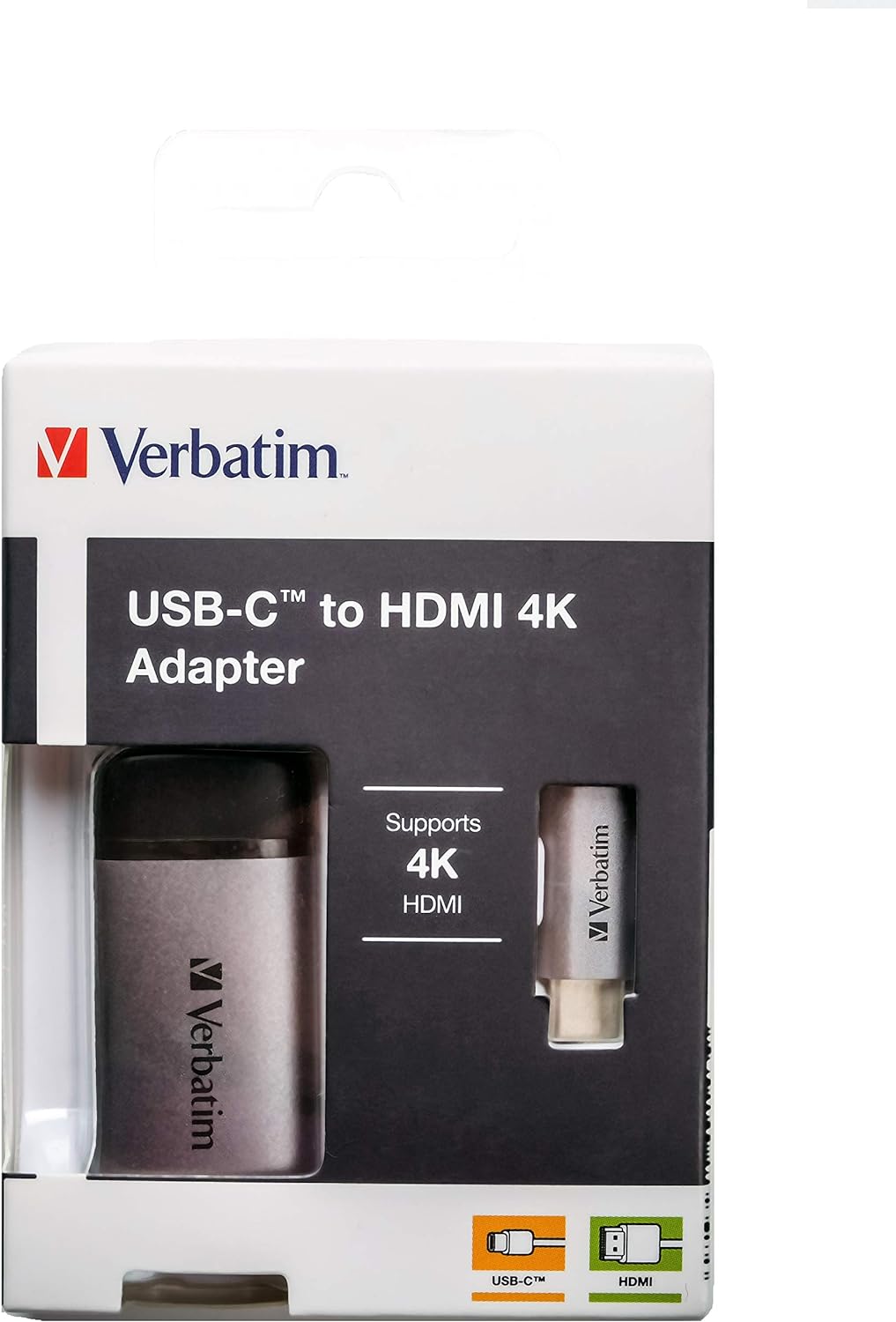 Verbatim USB-C to HDMI 4K Adapter - For Connecting Laptops, MacBooks to a Projector or Monitor, grey