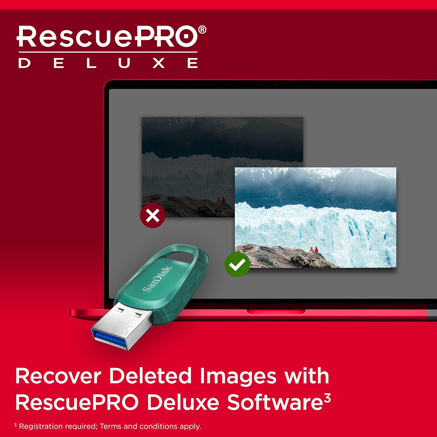 SanDisk Ultra Eco 64GB USB 3.2 Flash Drive with up to 100MB/s read speed. A flash drive made with over 70% recycled plastic