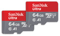 SanDisk 64GB Ultra microSDXC card + SD adapter up to 140 MB/s with A1 App Performance UHS-I Class 10 U1