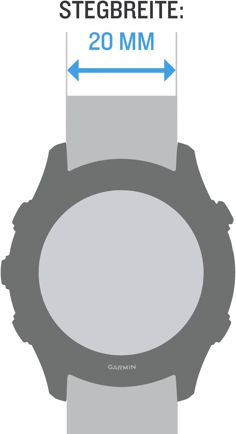 Garmin Schnellwechsel-Armband 20mm, passend für Venu, Venu 2Plus, Venu SQ/ SQ2, vivoactive 3/5, vivomove- Serie, Forerunner 55/245/ 645, Approach S40/ S42/ S12, D2 Air Silikon Schwarz
