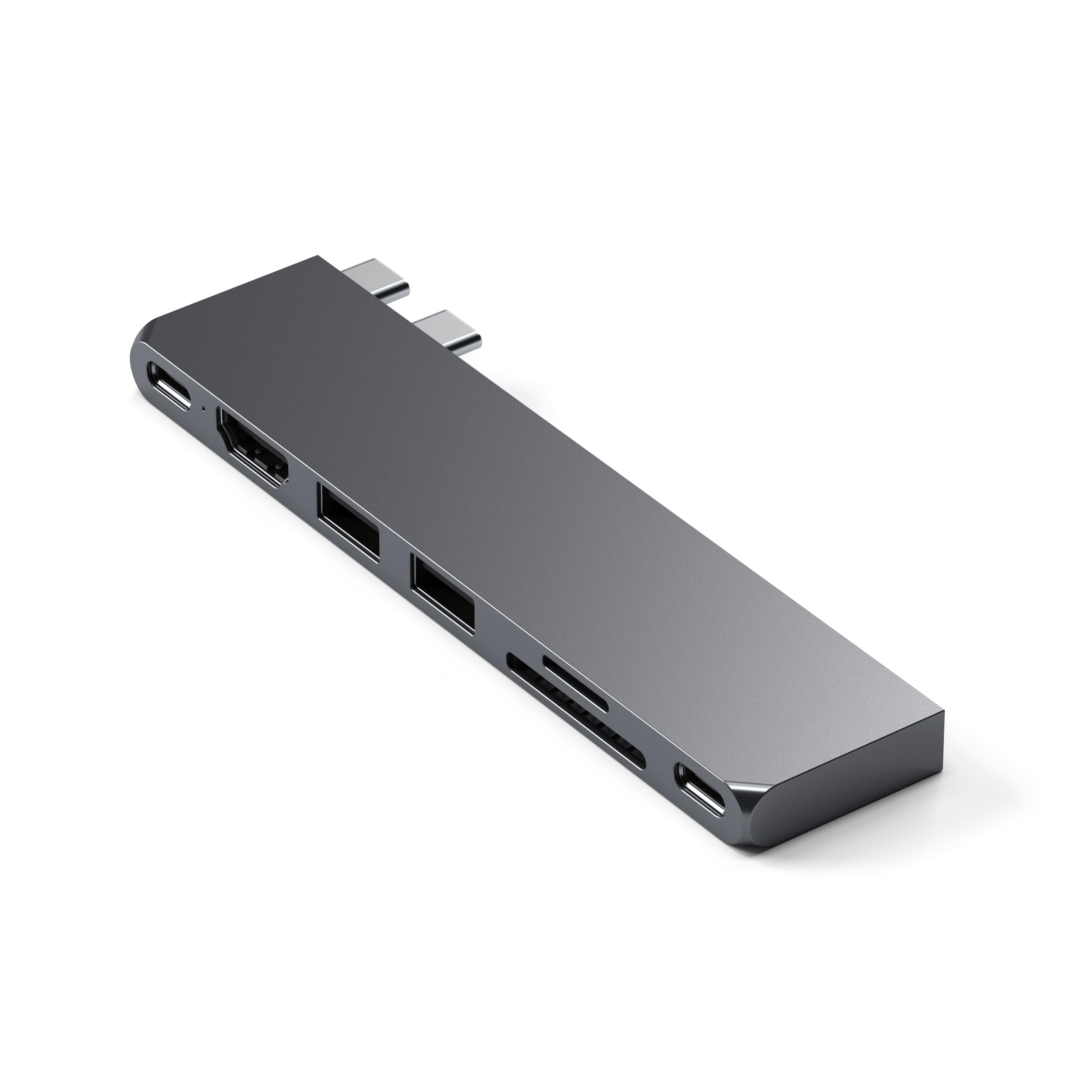 Satechi USB-C Hub Multiport Adapter Pro Slim, 7 in 1 Dongle - For MacBook Pro/Air M2 with USB 4 Port, 4K HDMI Resolution, USB3.2 Gen 2, SD/TF Card Reader, and 100W USB-C PD (Space Grey