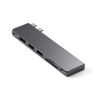 Satechi USB-C Hub Multiport Adapter Pro Slim, 7 in 1 Dongle - For MacBook Pro/Air M2 with USB 4 Port, 4K HDMI Resolution, USB3.2 Gen 2, SD/TF Card Reader, and 100W USB-C PD (Space Grey