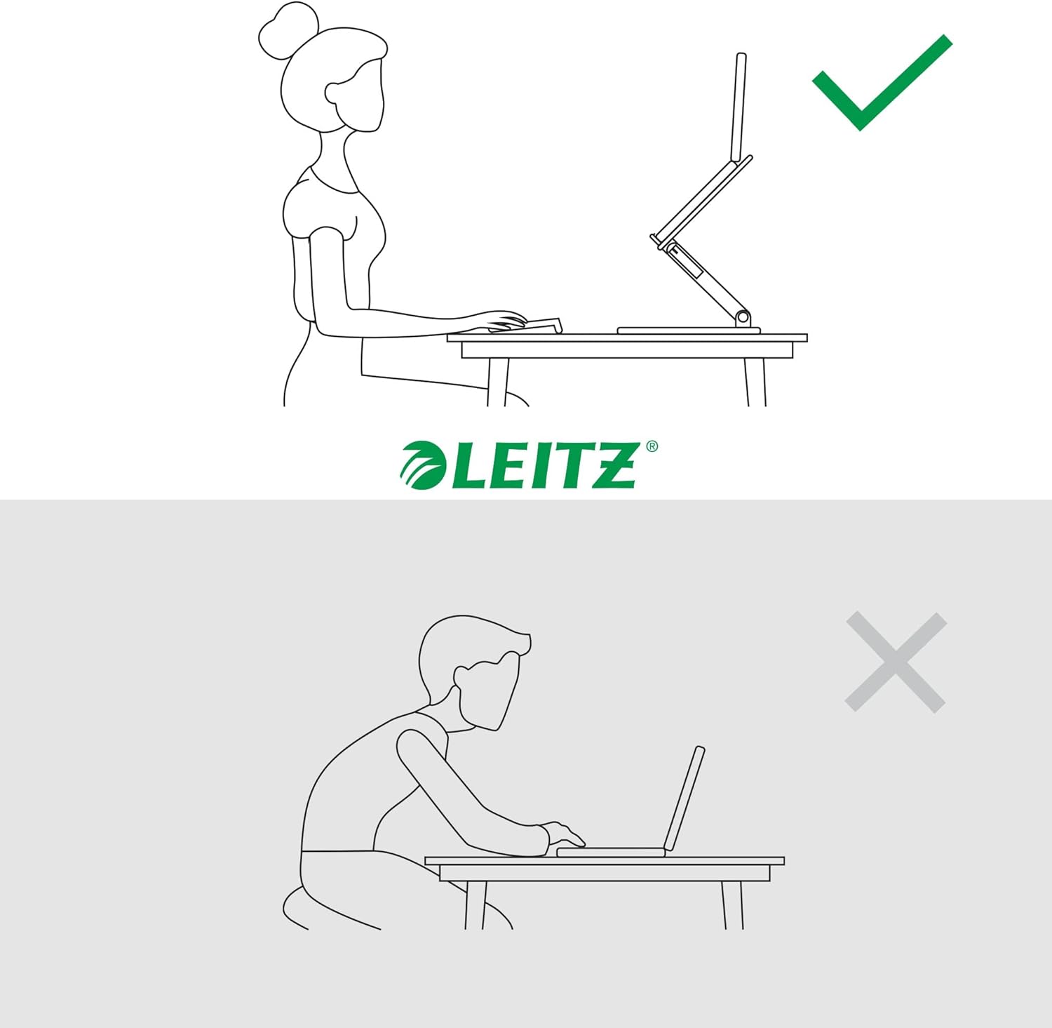 Leitz Height Adjustable Multi-Angle Laptop Stand, Six Pre-Set Height & Angle Combinations, Compact Footprint, Desktop/Tabletop Riser Stand, For 13" - 15" Laptops/Monitors, Ergo Range, White, 64240001