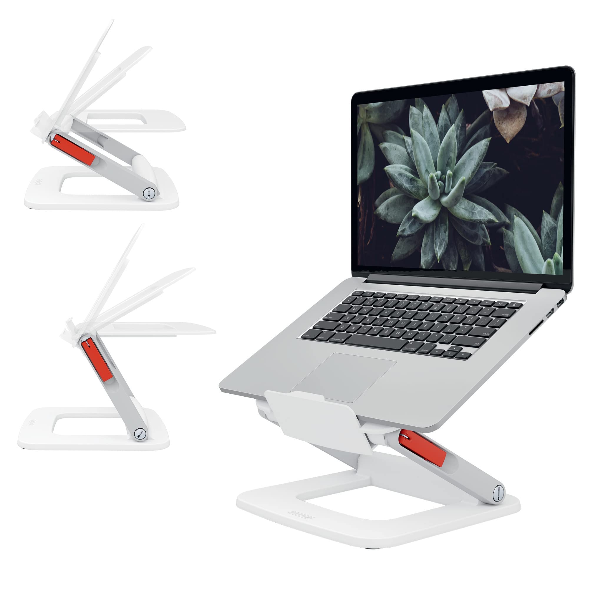 Leitz Height Adjustable Multi-Angle Laptop Stand, Six Pre-Set Height & Angle Combinations, Compact Footprint, Desktop/Tabletop Riser Stand, For 13" - 15" Laptops/Monitors, Ergo Range, White, 64240001
