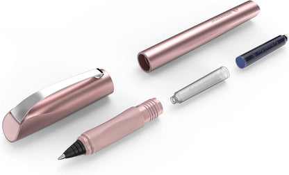 Schneider Ceod Shiny Rollerball Pen Right and Left Handed Medium Line Width with Royal Blue Ink Cartridge - Powder Pink