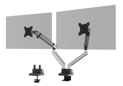 Durable Monitor Halterung Select Plus für 2 Monitore, Schwenkarme 90° drehbar, neigbar, höhenverstellbar, für VESA Bildschirme bis 32" und 8 kg, silber, 509723