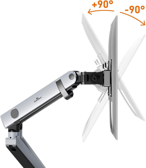 Durable Monitor Halterung Select Plus für 2 Monitore, Schwenkarme 90° drehbar, neigbar, höhenverstellbar, für VESA Bildschirme bis 32" und 8 kg, silber, 509723