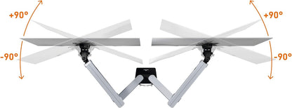Durable Monitor Halterung Select Plus für 2 Monitore, Schwenkarme 90° drehbar, neigbar, höhenverstellbar, für VESA Bildschirme bis 32" und 8 kg, silber, 509723
