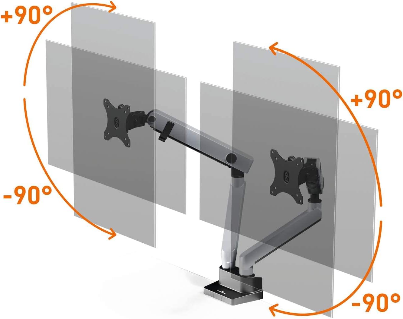 Durable Monitor Halterung Select Plus für 2 Monitore, Schwenkarme 90° drehbar, neigbar, höhenverstellbar, für VESA Bildschirme bis 32" und 8 kg, silber, 509723