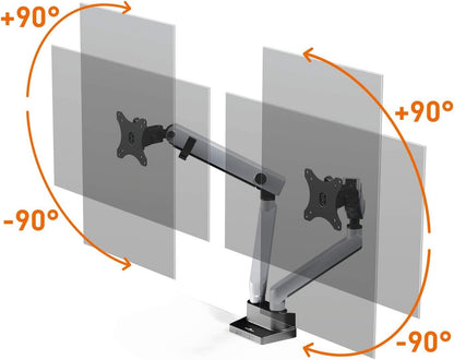 Durable Monitor Halterung Select Plus für 2 Monitore, Schwenkarme 90° drehbar, neigbar, höhenverstellbar, für VESA Bildschirme bis 32" und 8 kg, silber, 509723