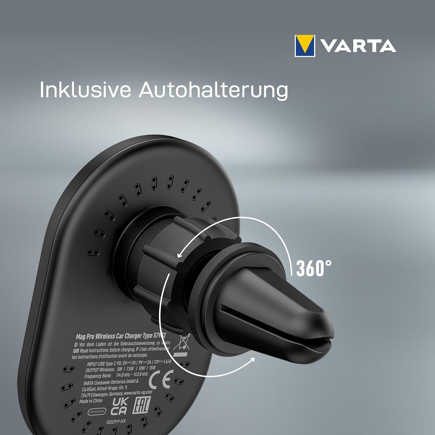 VARTA Mag Pro Induktives Kfz-Ladegerat schwarz, 15
