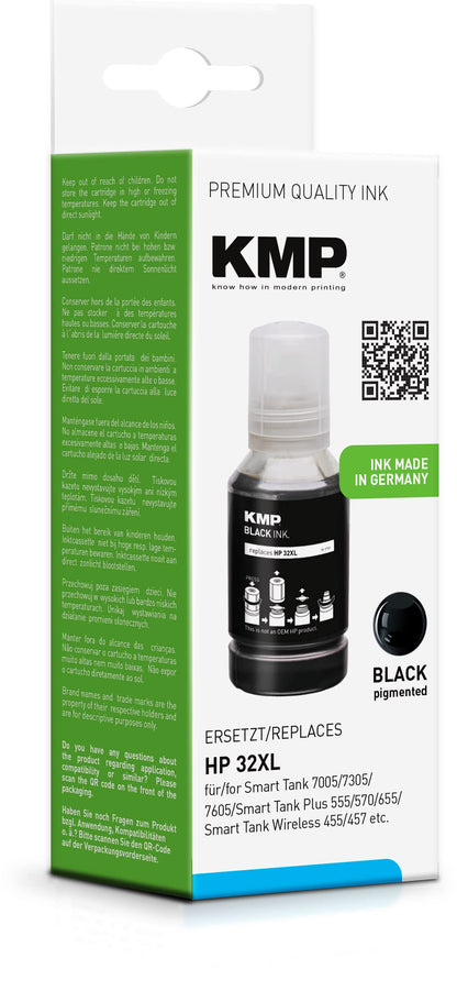 KMP schwarz Tintenflasche kompatibel zu HP 32XL (