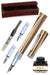ONLINE Kalligraphie-Füllhalter Newood, Schönschreib-Füller, natürliches Wawa-Holz in braun, 3 Strichstärken 0,8 1,4 und 1,8 mm, enthält ein Tintenglas mit brauner Tinte (15ml), in Geschenkbox Kalligraphie Set Braun + Tintenglas