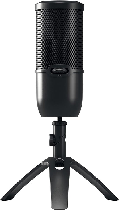 CHERRY UM 3.0, USB microphone for podcast, streaming, home office, cardioid, touch mute, headphone jack, compatible with PC/Mac/PS4/PS5, black