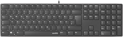 Speedlink Teclado Riva con Mecanismo de Tijera – Teclado para PC Conectado por Cable, Teclado USB silencioso con Teclas Planas, con 7 Teclas multifuncionales, distribución Alemana, Negro